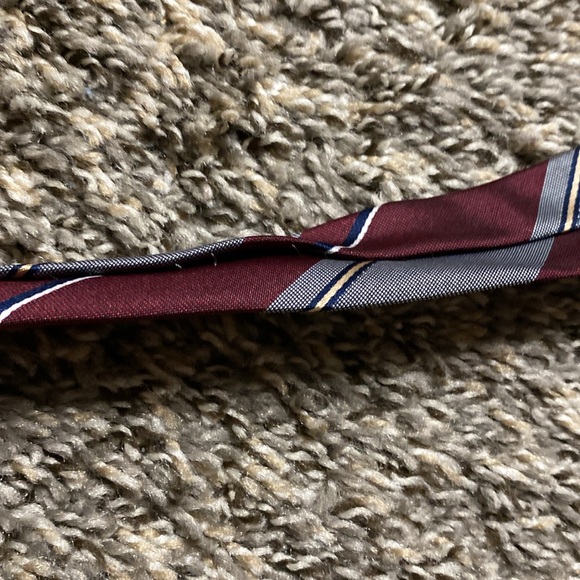 Christian Dior Burgundy and Gray Striped Tie - Picture 5 of 5